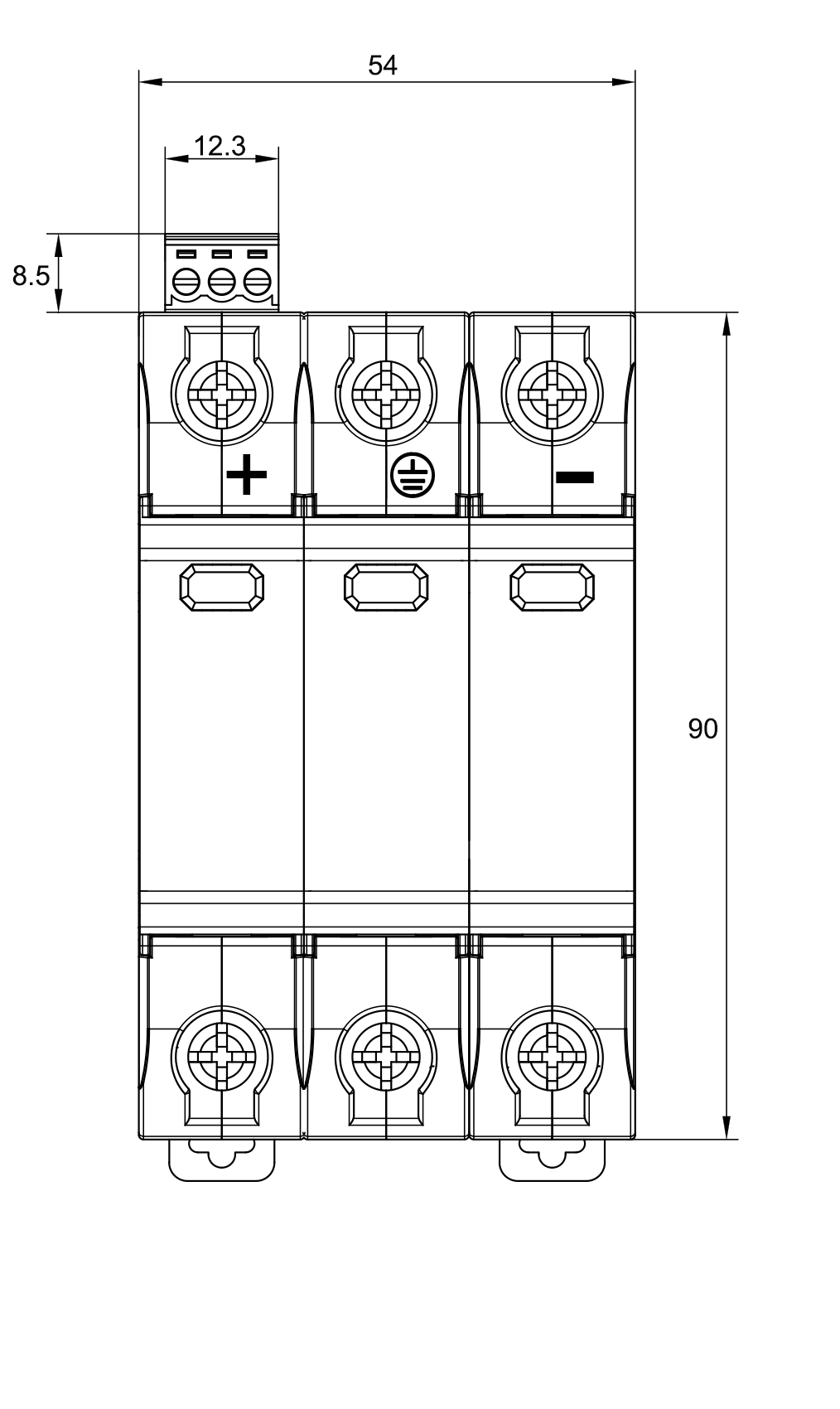 GSP9 C40PV 3P 1500V DC Dimension.png